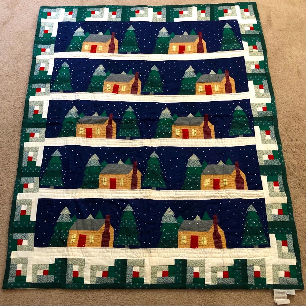Quilt Blanket “No Place Like Home” Design Detailed Handmade Stitched 4’x5’ - Picture 2 of 8